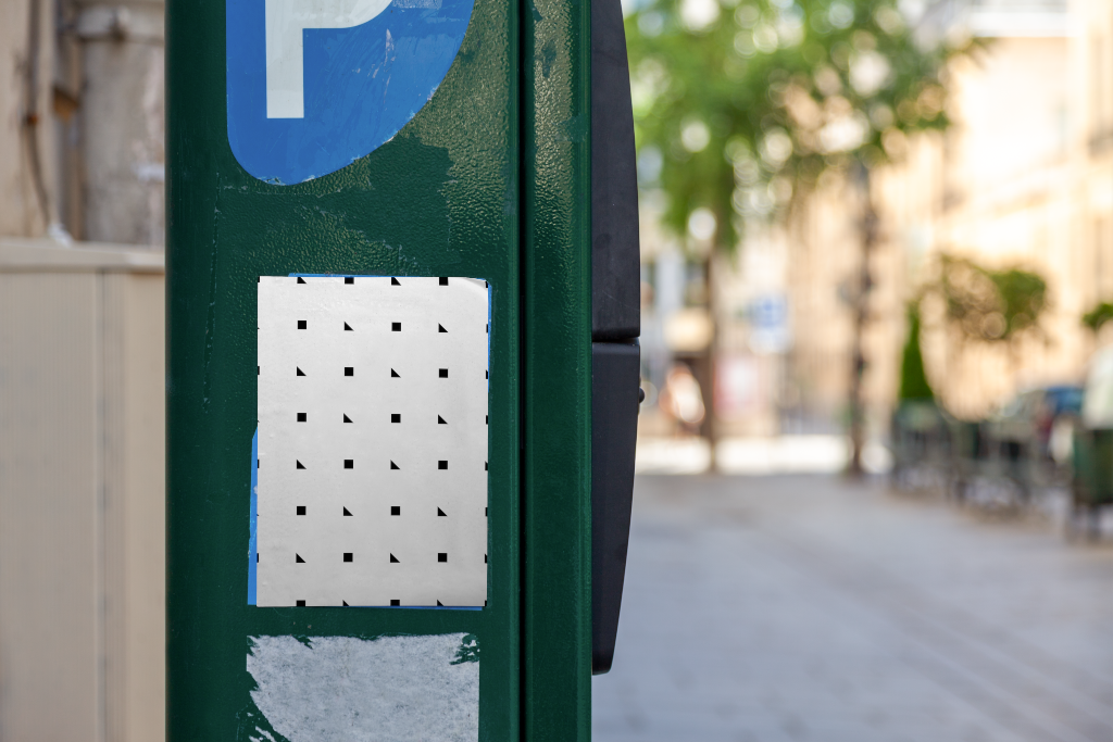 Sticker 1876 — On meter mockup surface