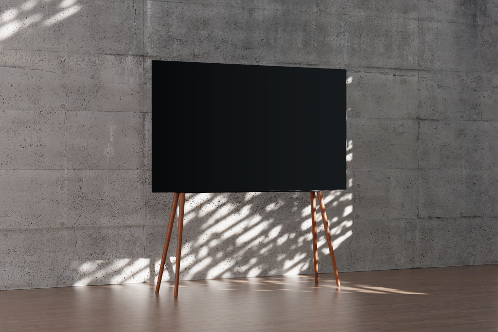Display 2598 — TV, 55-inch, with wood legs mockup surface