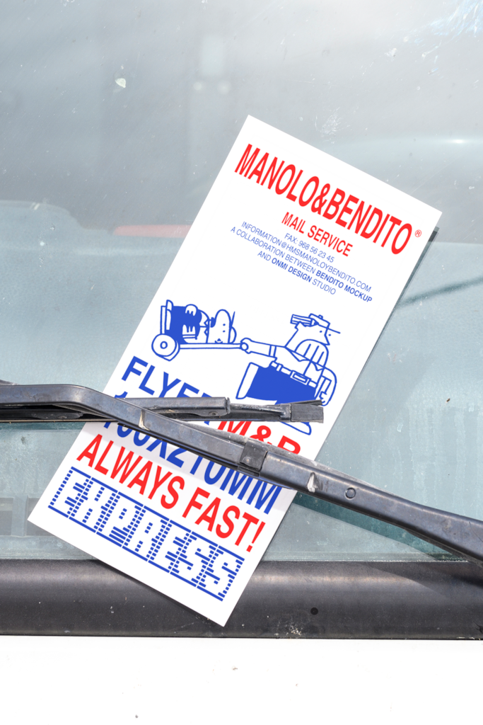 M&B Flyer Mockup — On windshield mockup surface