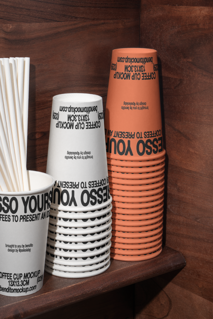 EY Coffee Cup 02 Mockup — Paper, stack mockup surface