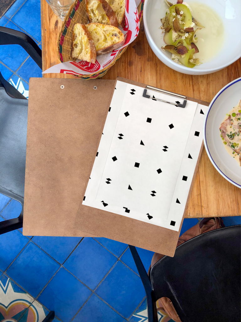 Flyer 2056 — On clipboard mockup surface