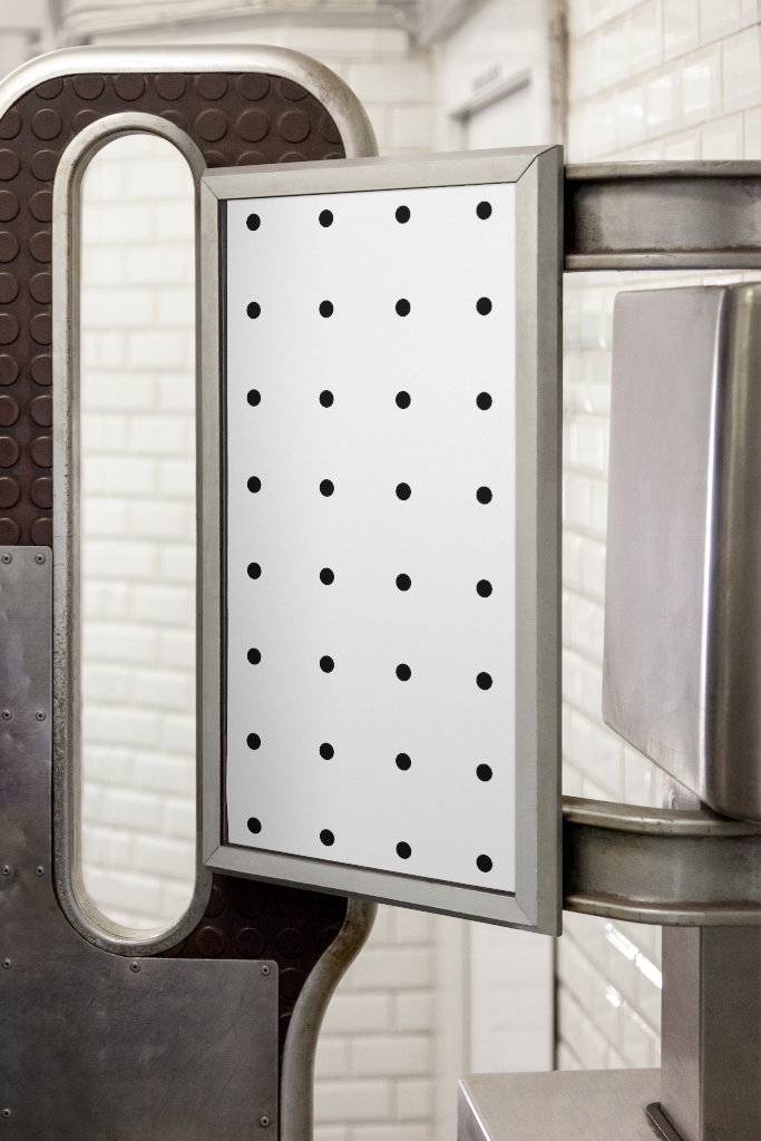 Poster 1899 — Metro turnstile mockup surface