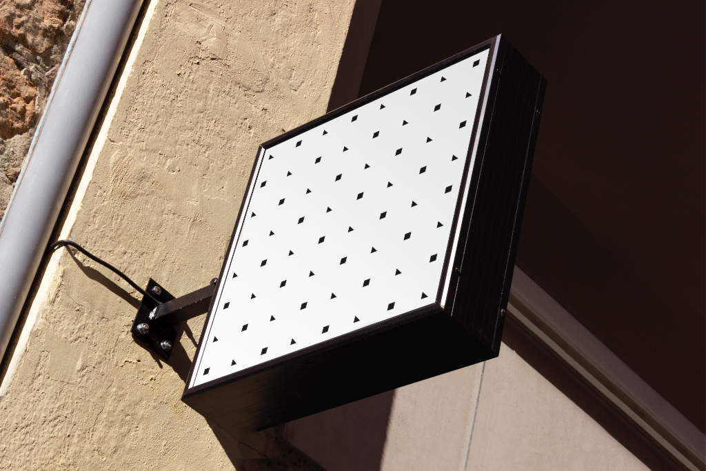 Sign 2130 — On building mockup surface