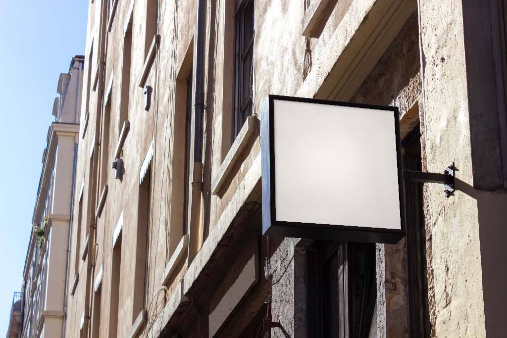 Sign 2131 — On building mockup surface