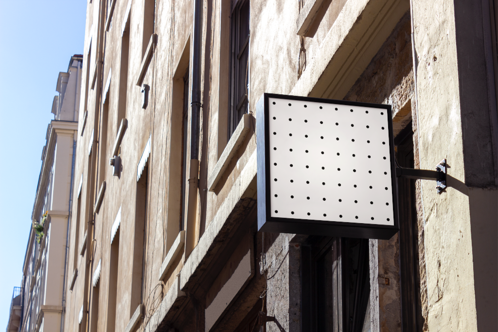 Sign 2131 — On building mockup surface