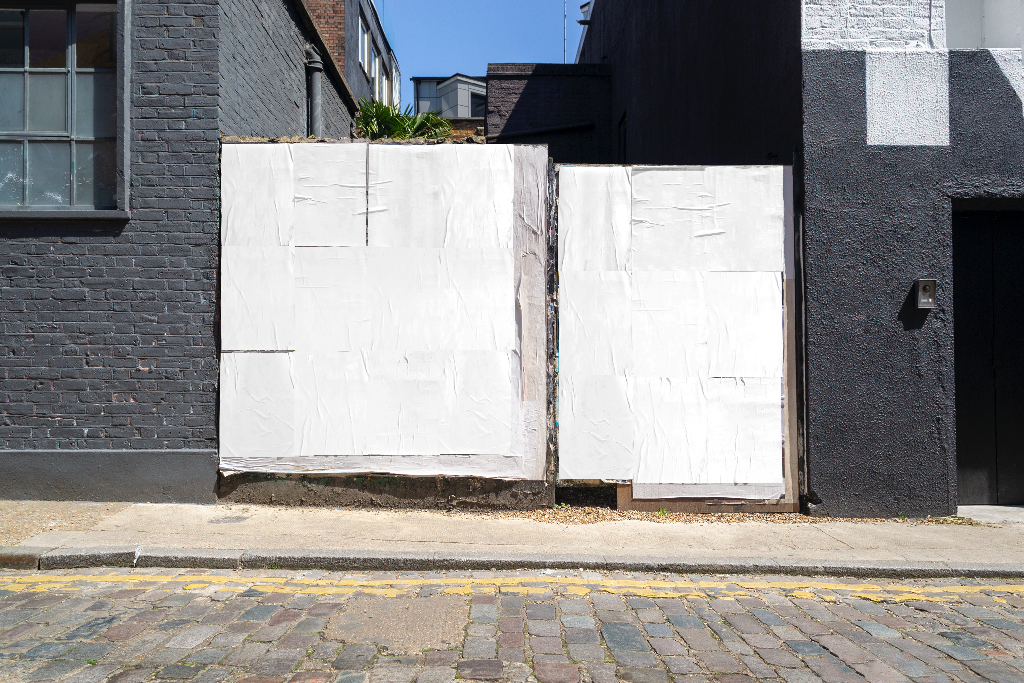 Poster 2628 — Wheatpaste, on wall, repeated mockup surface