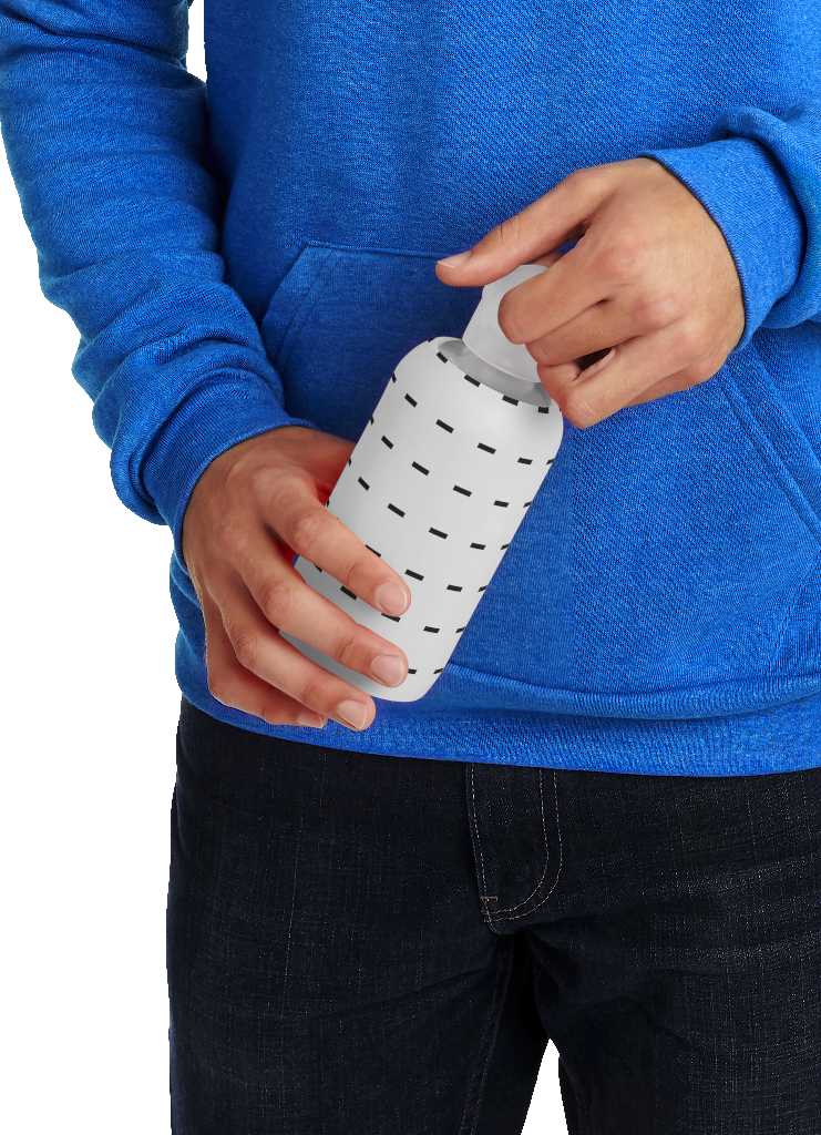 Container 1686 — Water bottle, held mockup surface