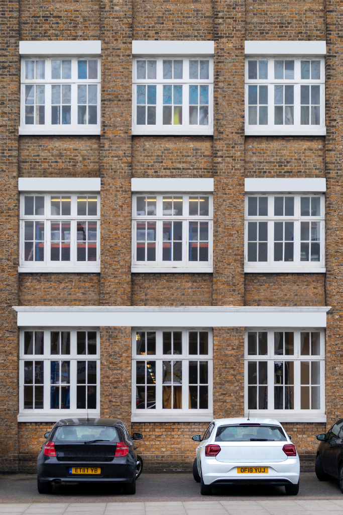 Sign 2309 — Multiple, on building mockup surface