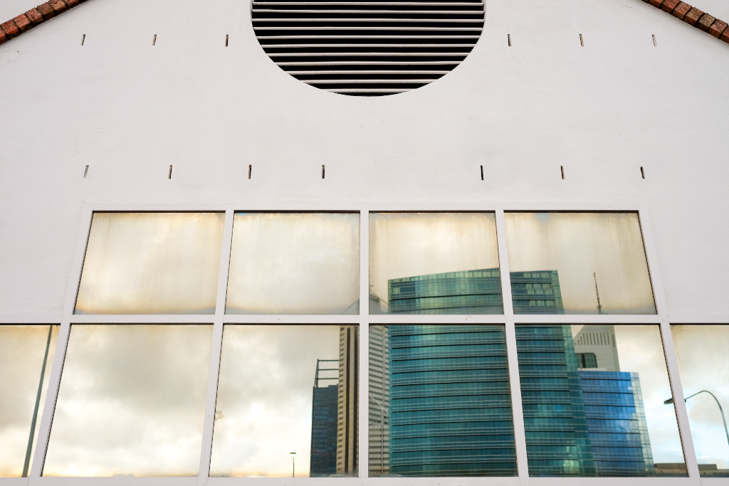 Building 2078 — Front, with glass mockup surface