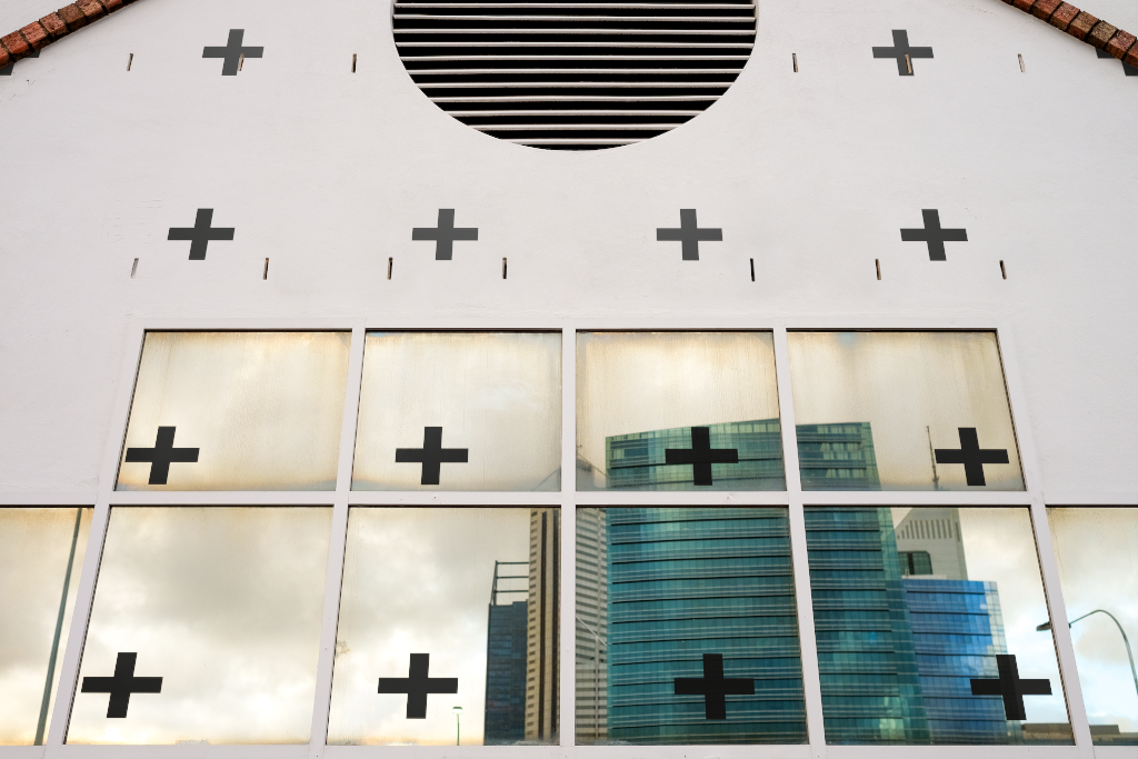 Building 2078 — Front, with glass mockup surface