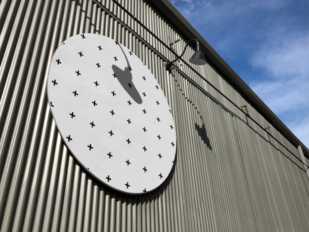 Sign 1985 — On building mockup surface