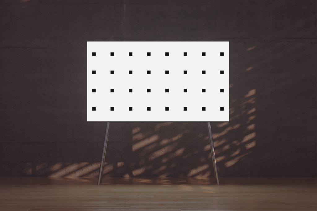 Display 2505 — TV, 55-inch, with aluminum legs mockup surface