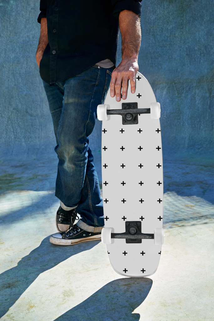 Skateboard 1665 — Vertical, held mockup surface