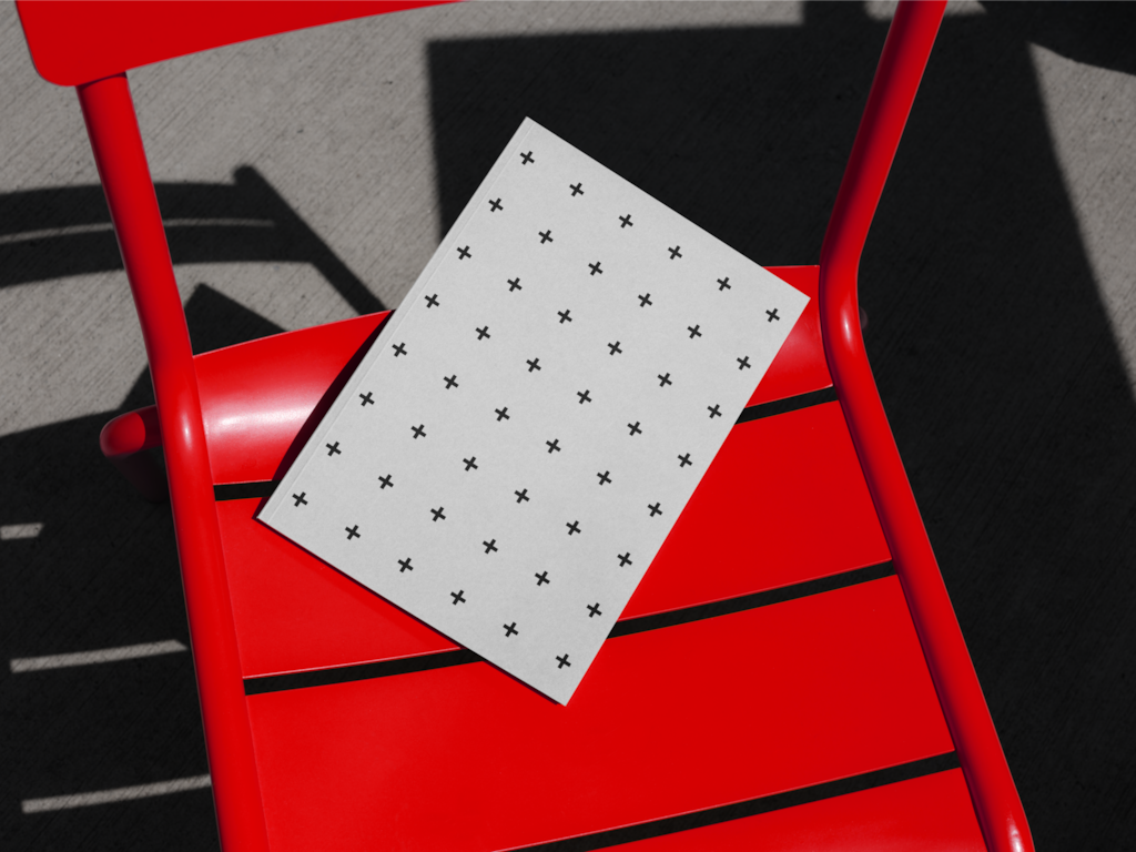 Magazine 05 — Cover, on metal chair mockup surface