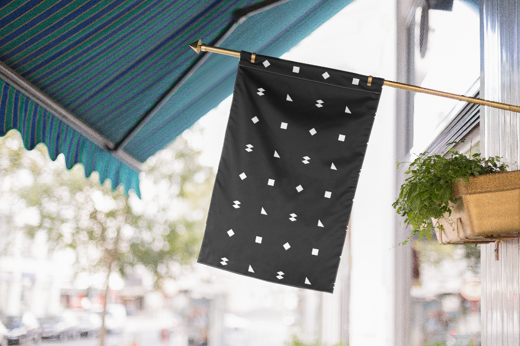 Sign 2101 — Flag, on building mockup surface