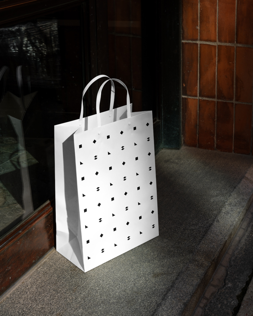 Paper Bag 05 — Paper, in hallway mockup surface