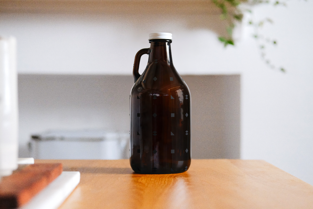 Bottle 2094 — Growler, on table mockup surface
