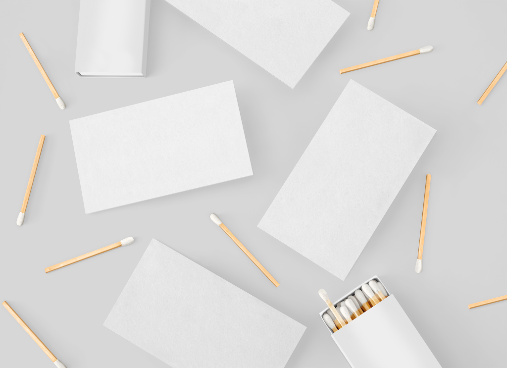 Business Card 1998 — Multiple, with matches mockup surface