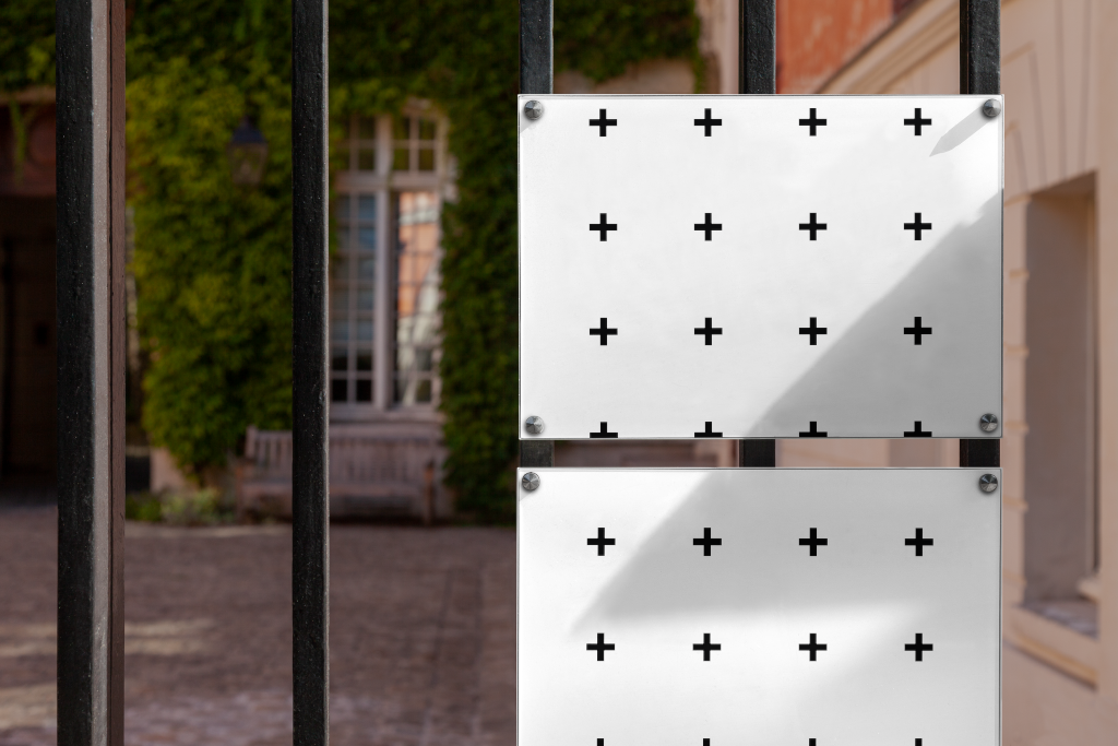 Sign 1918 — Dual, on fence mockup surface