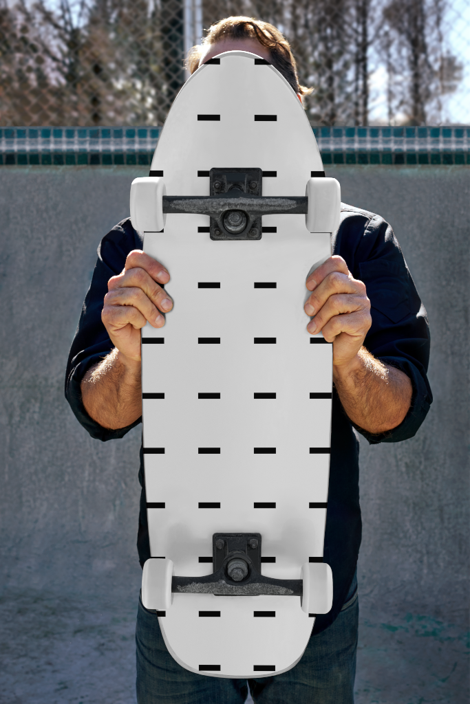 Skateboard 1666 — Vertical, held mockup surface