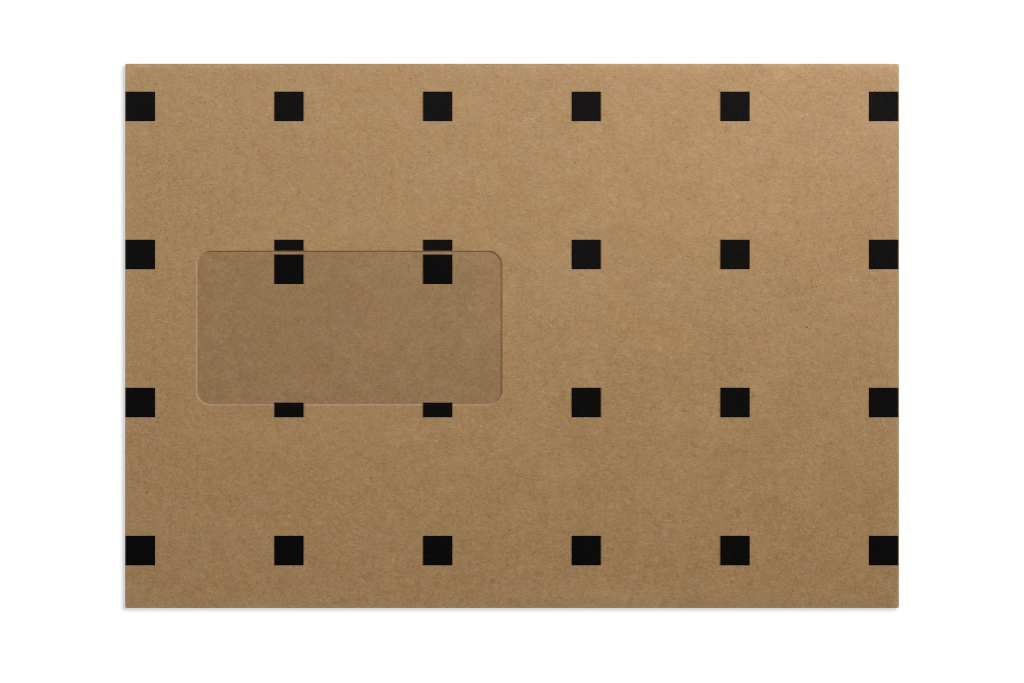 Envelope 1136 — Kraft, front, closed with window mockup surface