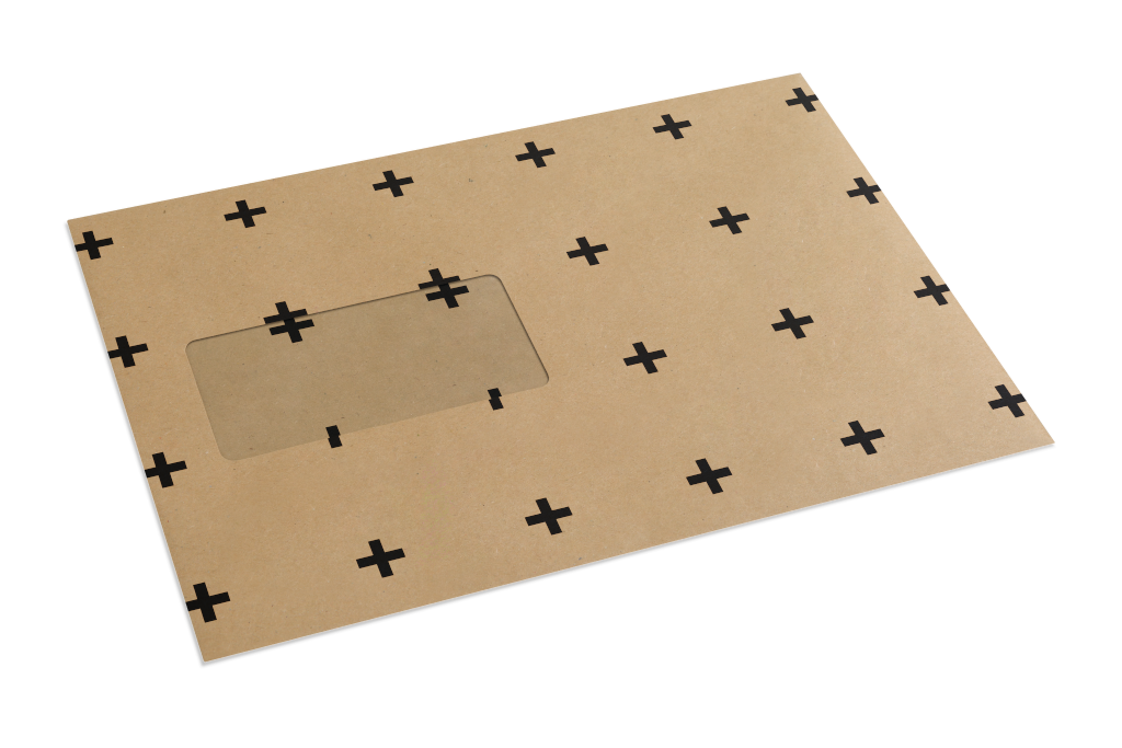 Envelope 1065 — Kraft, front with window mockup surface