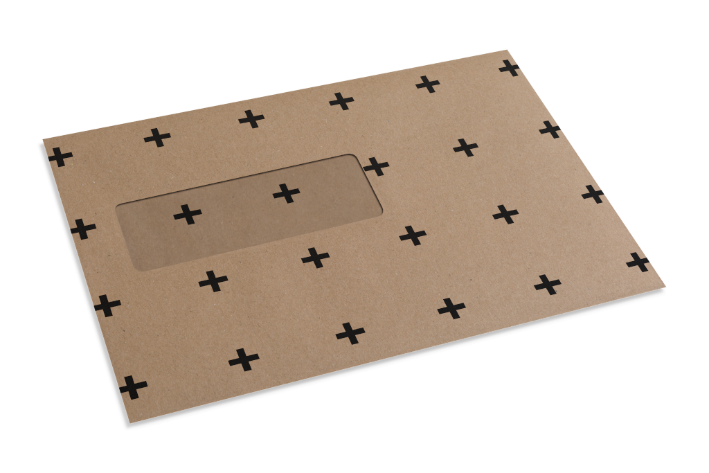Envelope 1067 — Kraft, front with window mockup surface