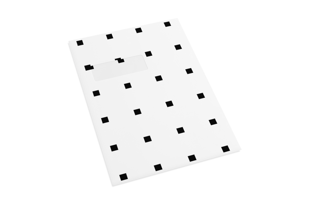 Envelope 1121 — Front, closed with window mockup surface