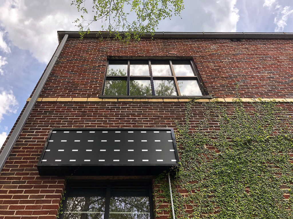 Sign 2098 — On building mockup surface