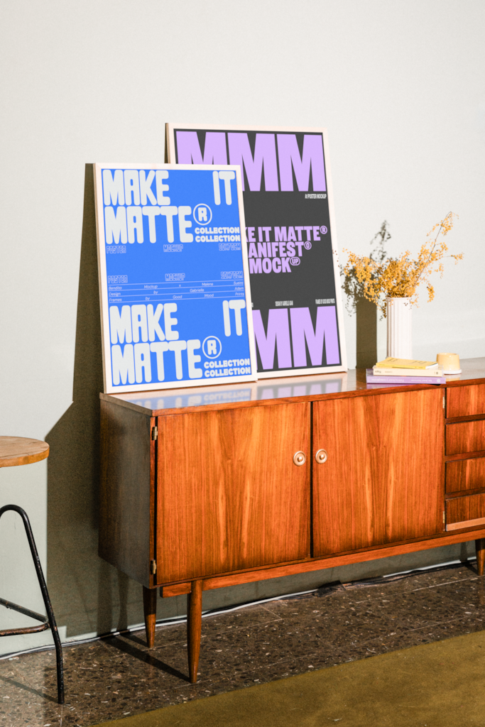 MIM Poster 22 Mockup — Framed, two mockup surface
