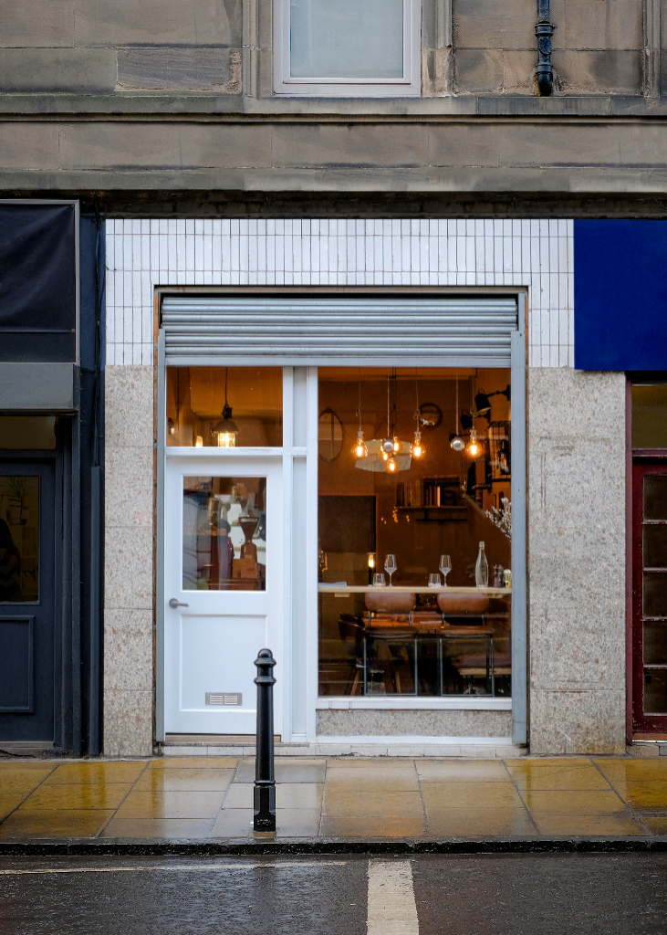 Storefront 2090 — Glass and tile mockup surface