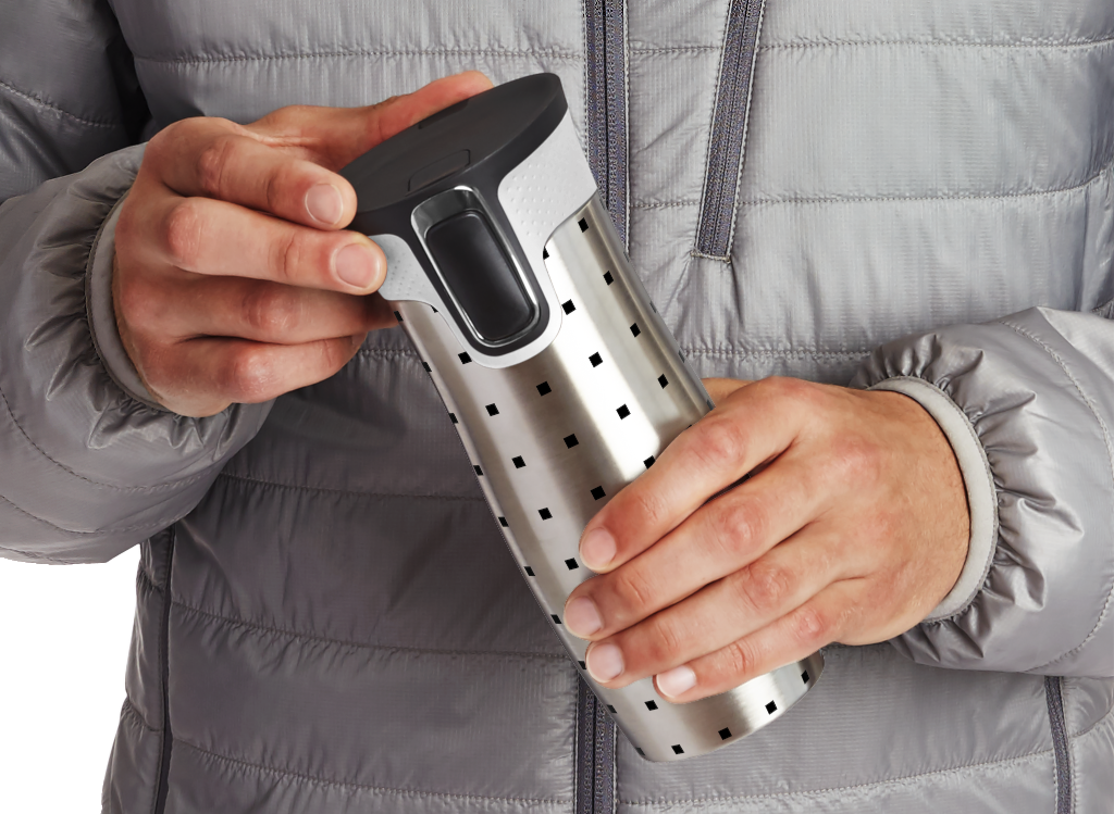 Container 1691 — Stainless steel, held mockup surface