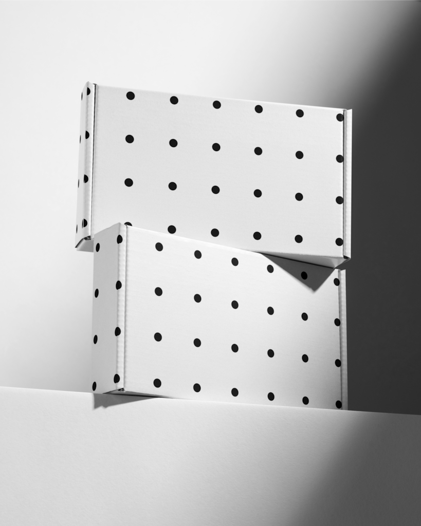 Shipping Boxes 02 — Dual, on pedestal mockup surface