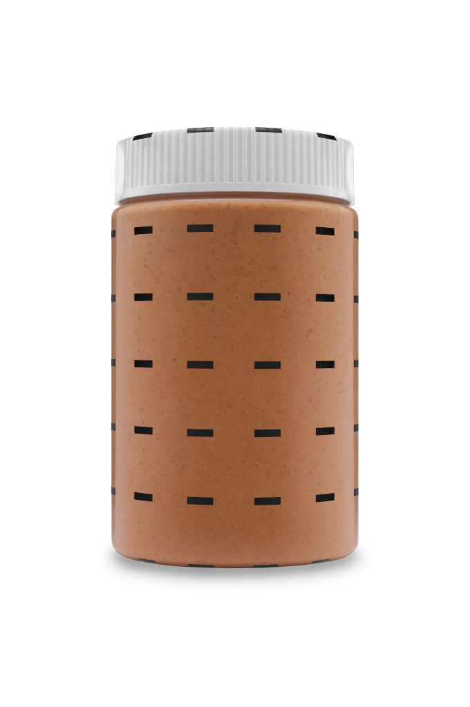 Jar 1357 — Plastic, closed, with nut butter mockup surface