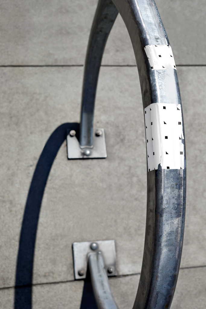 Sticker 1707 — On bicycle rack mockup surface