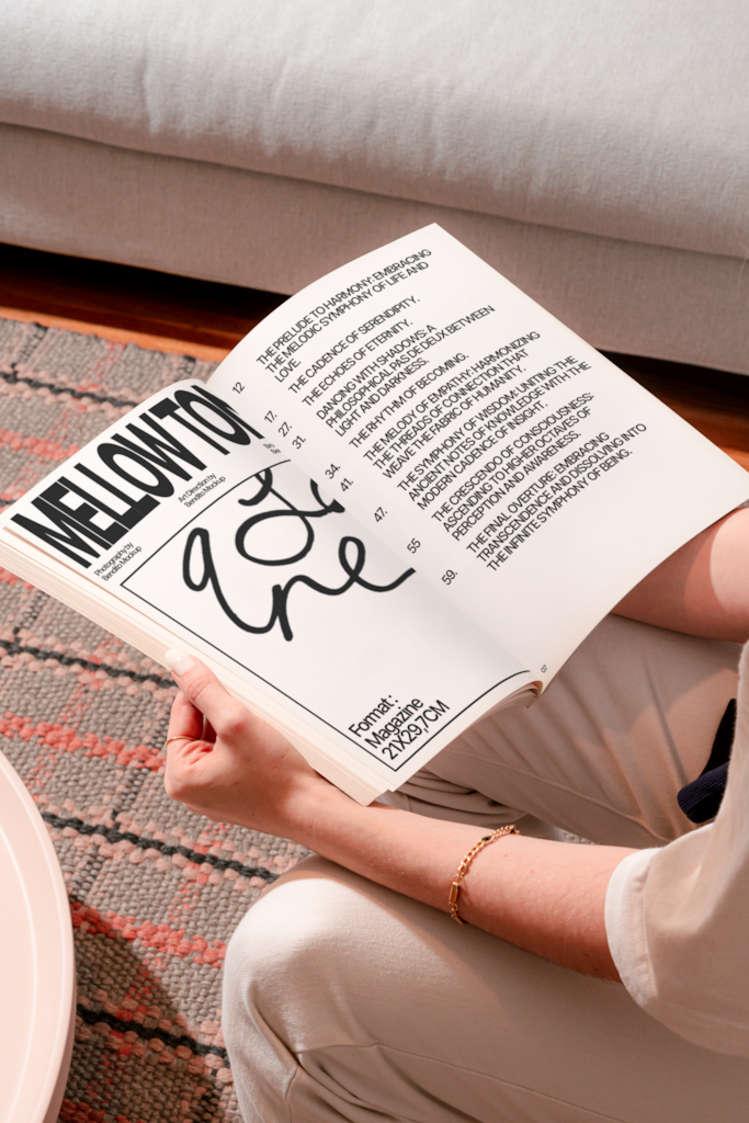 MT Magazine 01 — Open, held mockup surface