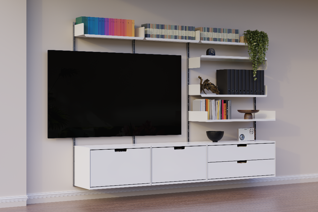 Display 2594 — TV, 70-inch, on furniture mockup surface