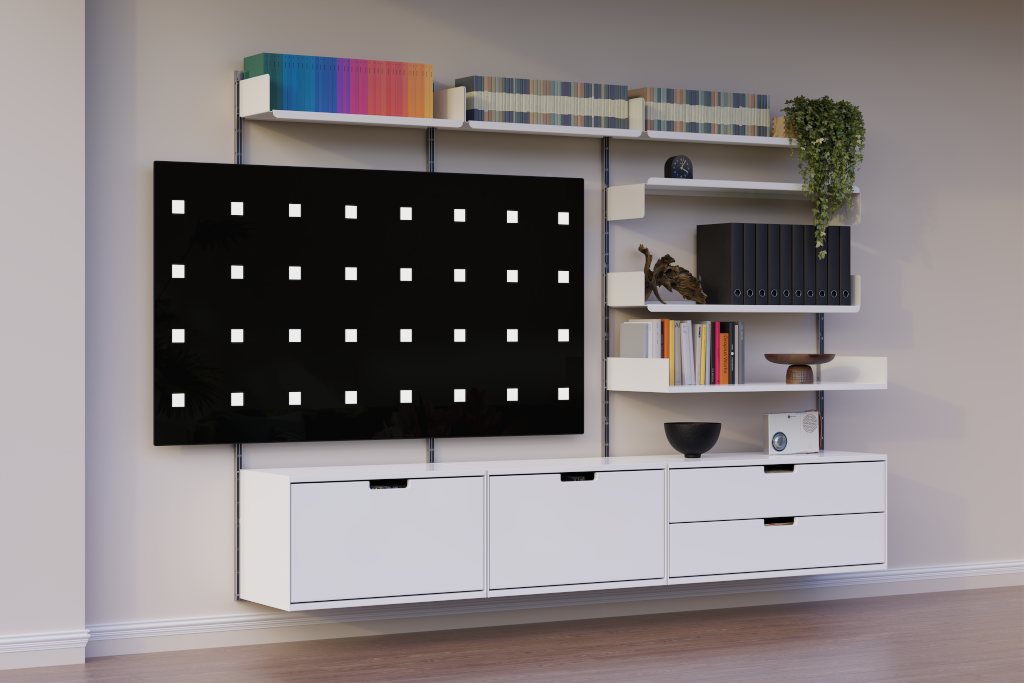 Display 2594 — TV, 70-inch, on furniture mockup surface