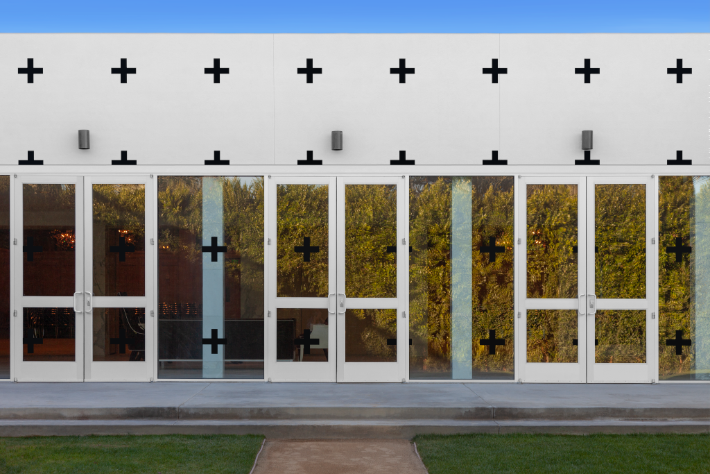 Building 1483 — Front, with glass mockup surface