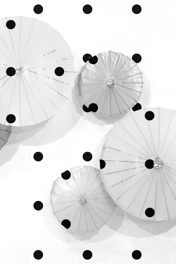 Object 1453 — Umbrella, paper, on wall mockup surface