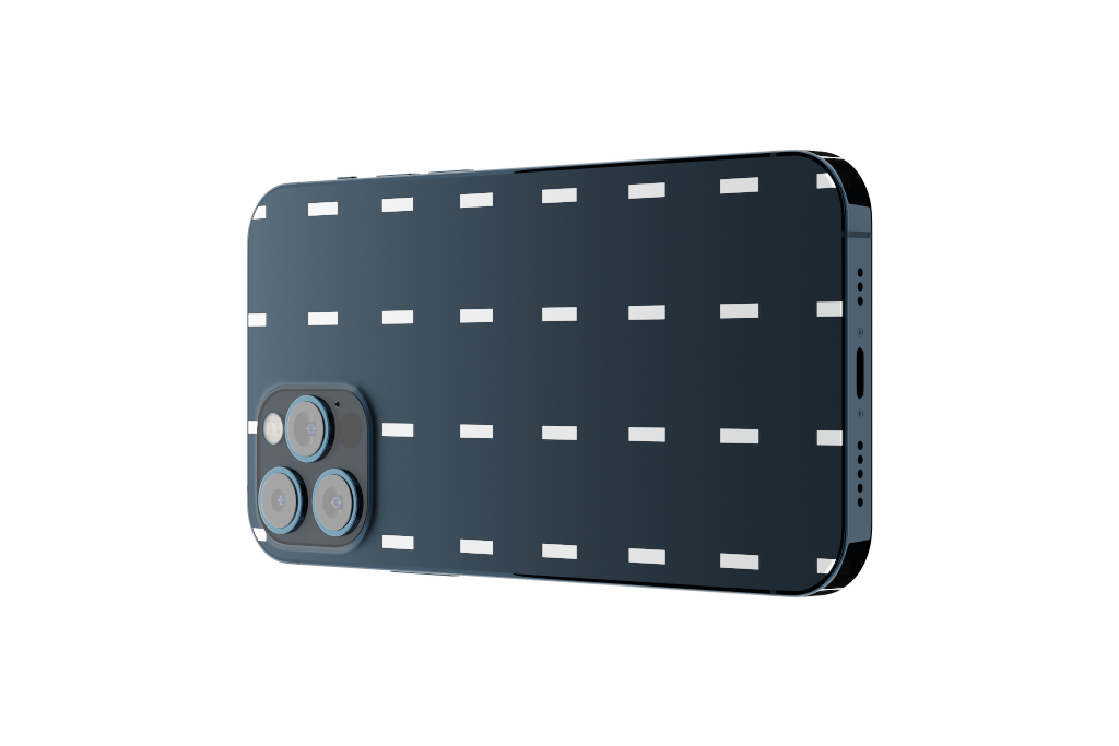 Object 2201 — Phone, pacific blue horizontal mockup surface