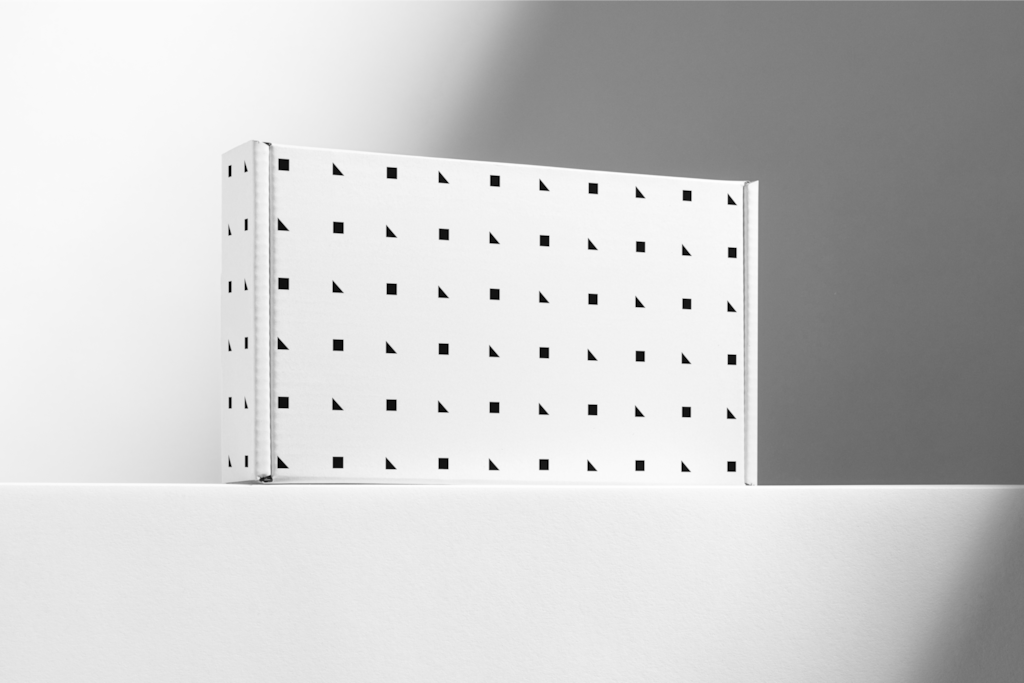 Shipping Box 03 — On pedestal mockup surface