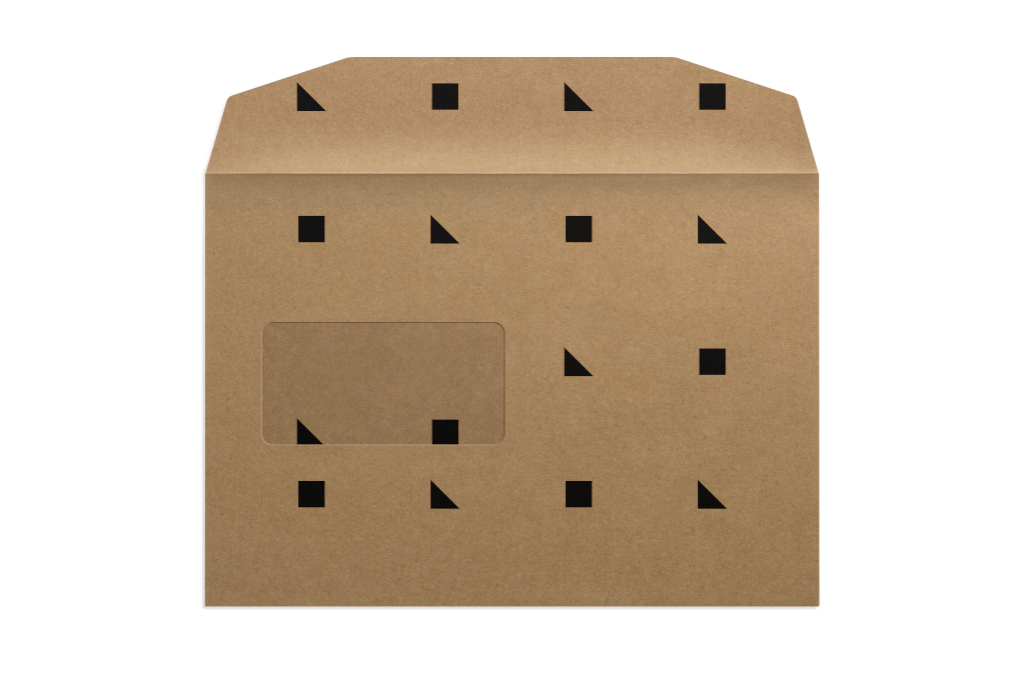 Envelope 1137 — Kraft, front, open with window mockup surface