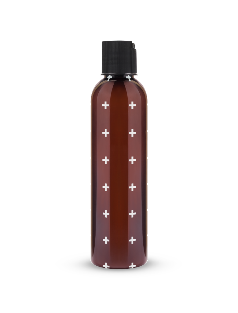 Bottle 5180 — Plastic, brown mockup surface