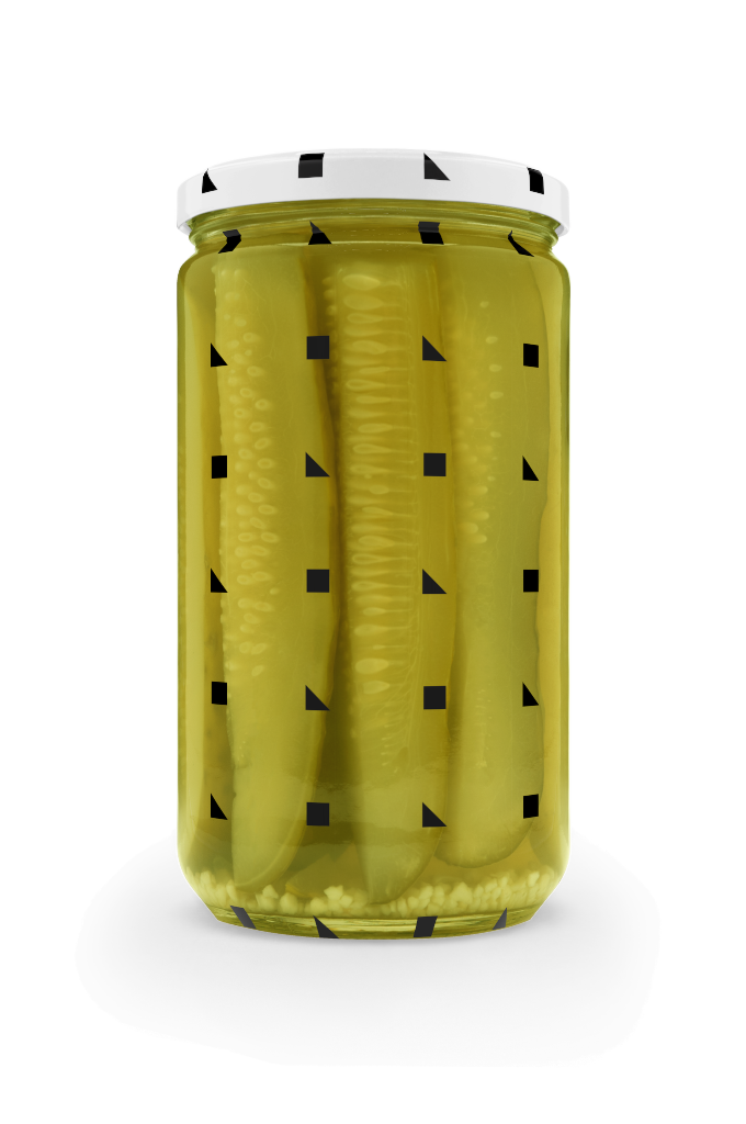 Jar 1351 — Glass, closed, with pickles mockup surface