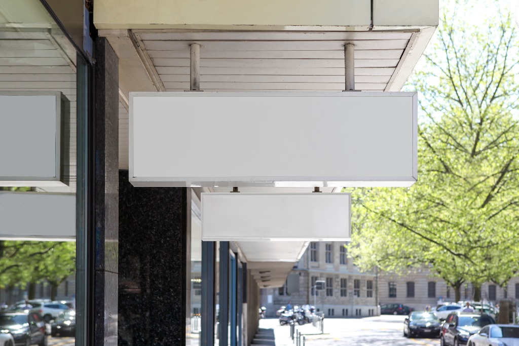 Sign 2060 — Hanging, dual mockup surface