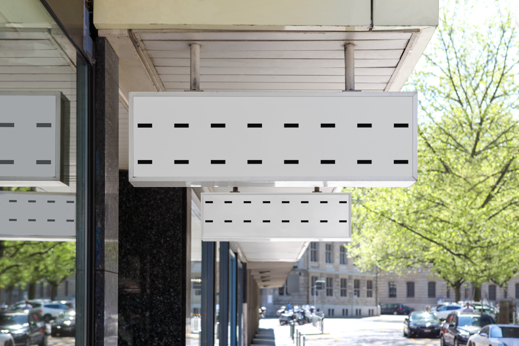 Sign 2060 — Hanging, dual mockup surface