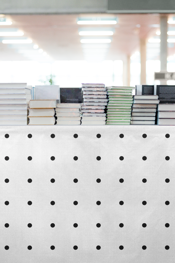 Banner 2108 — On table, with books mockup surface