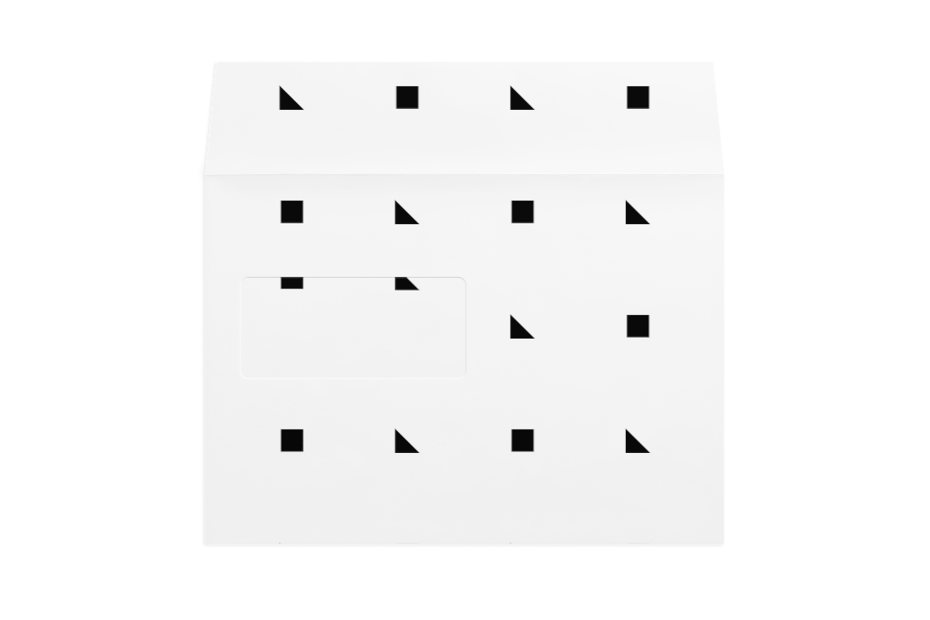 Envelope 1216 — Front, open with window mockup surface