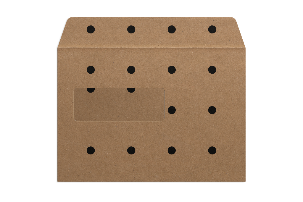 Envelope 1144 — Kraft, front, open with window mockup surface